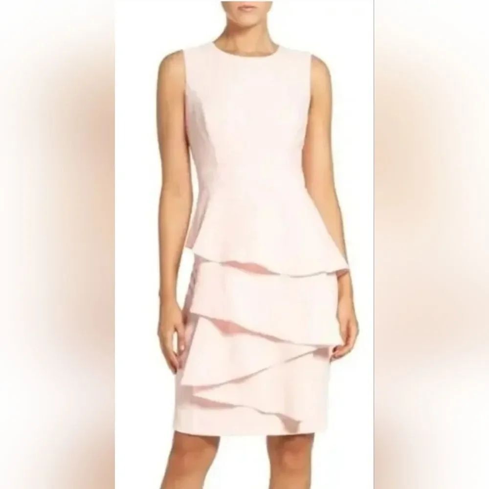 Eliza J Womens Sleeveless Tiered Ruffle Dress Light Pink NWOT Size 14